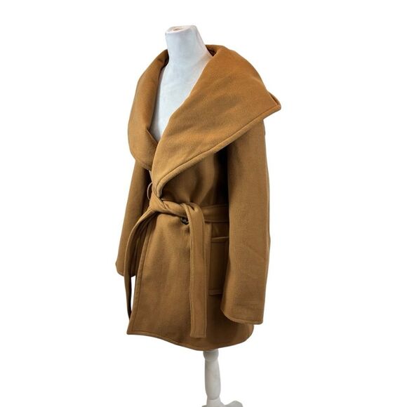 Ladies Avec Les Filles Camel Color Oversized Collar Hooded Coat Size Small - Picture 2 of 10